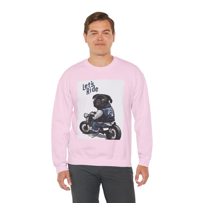 Let’s Ride Biker Pug Graphic Sweatshirt | Eco-Limited
