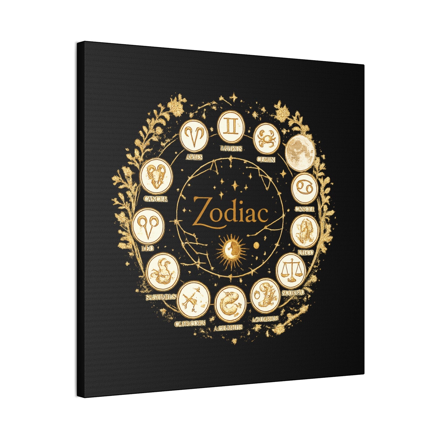 Golden Zodiac Astrology Canvas | Eco-Limited