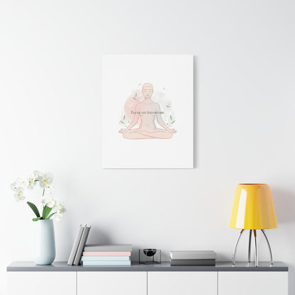 Focus on Intentions Canvas | Gentle Wellness Wall Art, Pastel Gradient Meditation Print