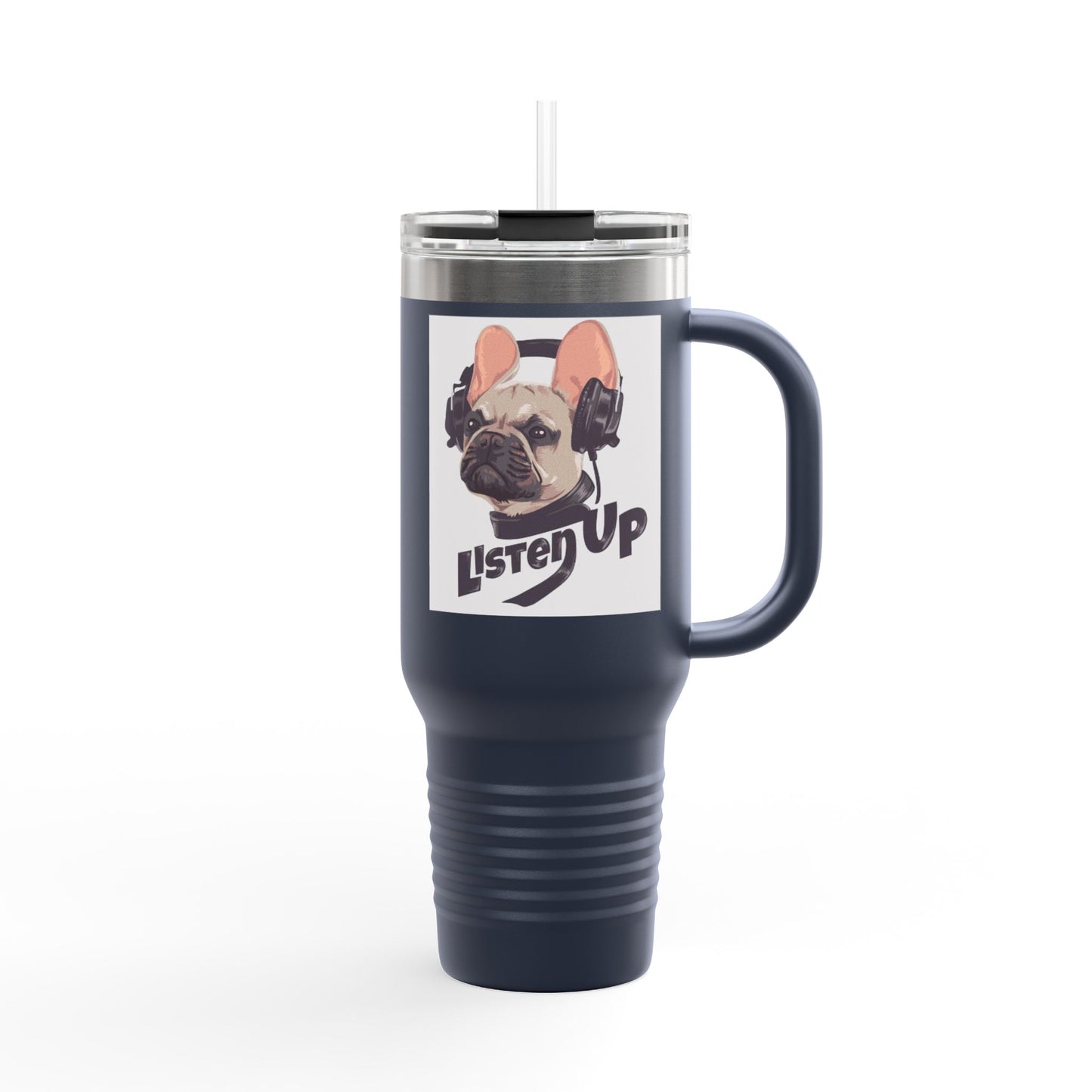 'Listen Up' French Bulldog Headphones Tumbler