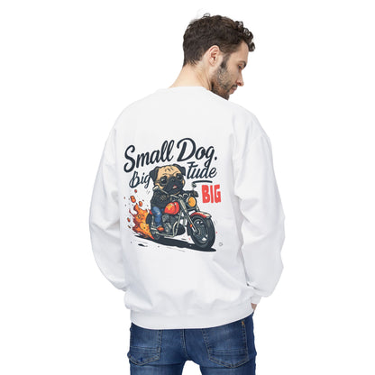 Small Dog Big Attitude Biker Pug Sweatshirt | Eco-Limited