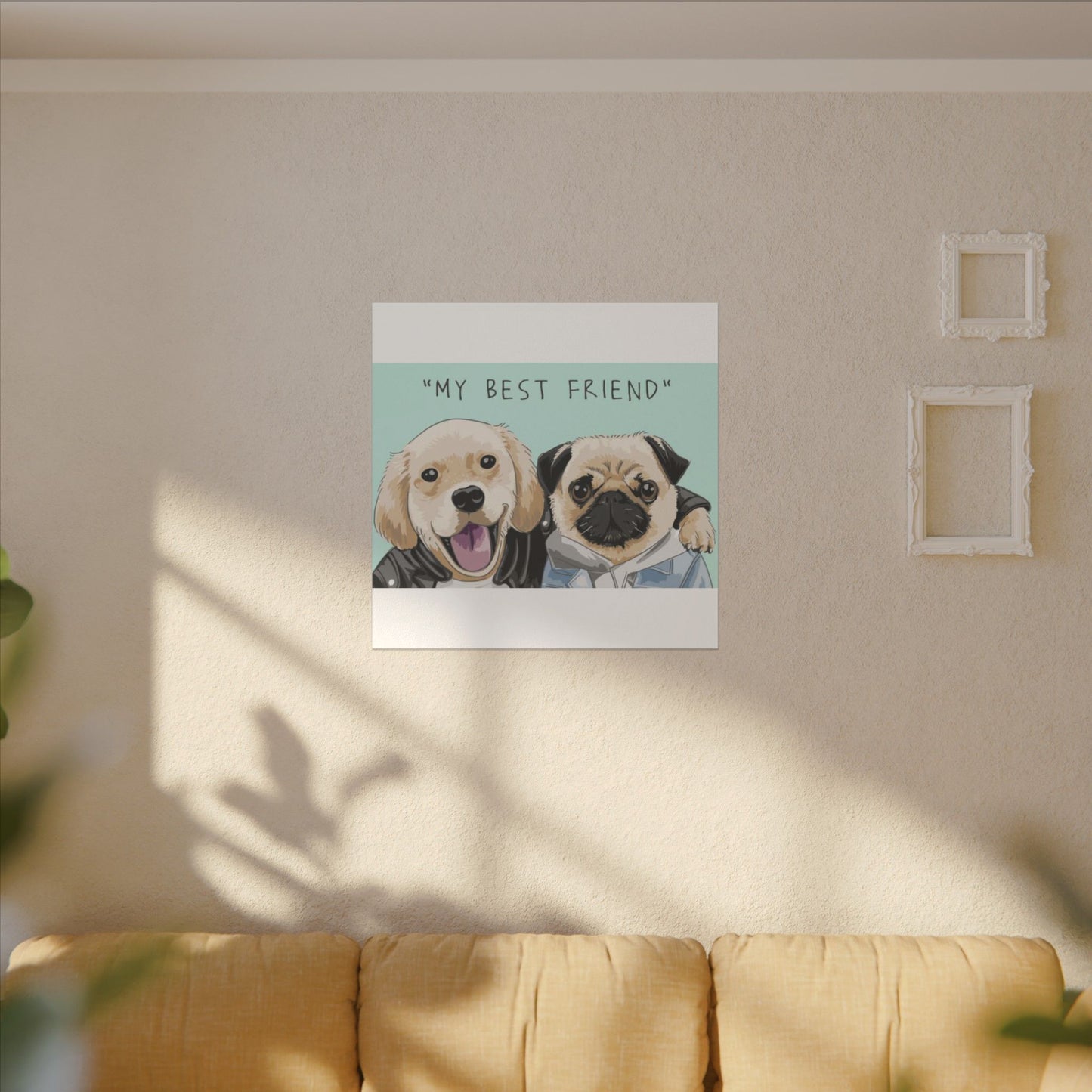 Cute Pug & Puppy Matte Stretched Print