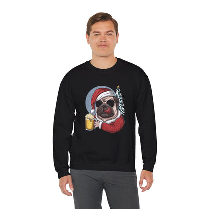 Santa Pug Holding Beer Holiday Crewneck|Eco-Friendly - Limited
