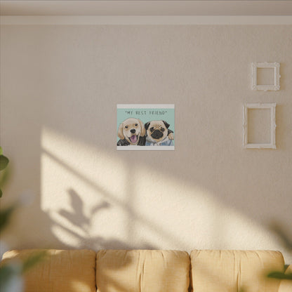 Cute Pug & Puppy Matte Stretched Print