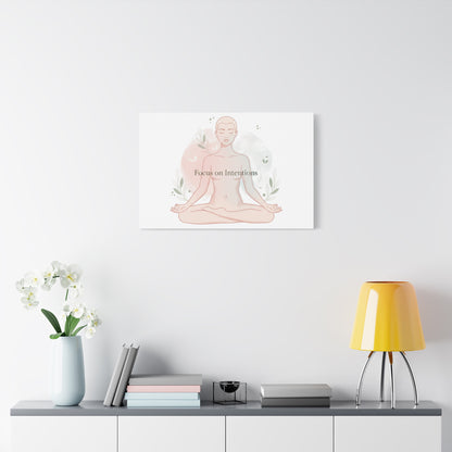 Focus on Intentions Canvas | Gentle Wellness Wall Art, Pastel Gradient Meditation Print