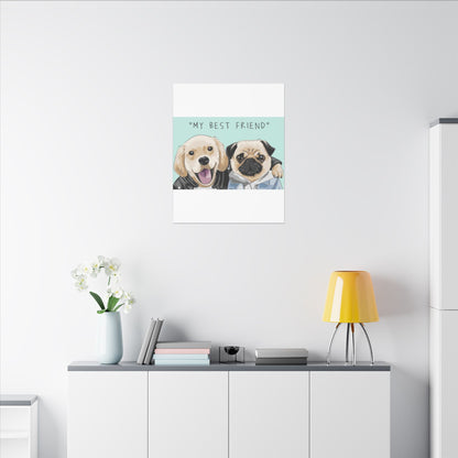 Cute Pug & Puppy Matte Stretched Print