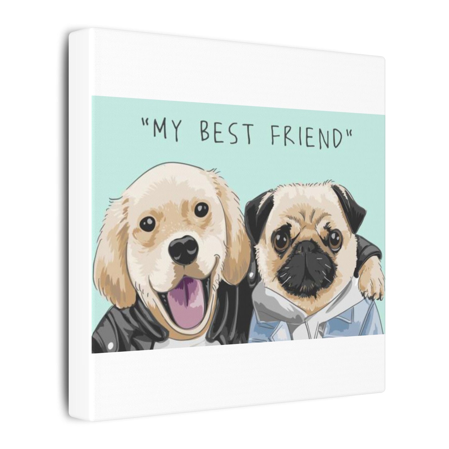 Cute Pug & Puppy Matte Stretched Print