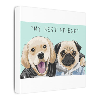 Cute Pug & Puppy Matte Stretched Print