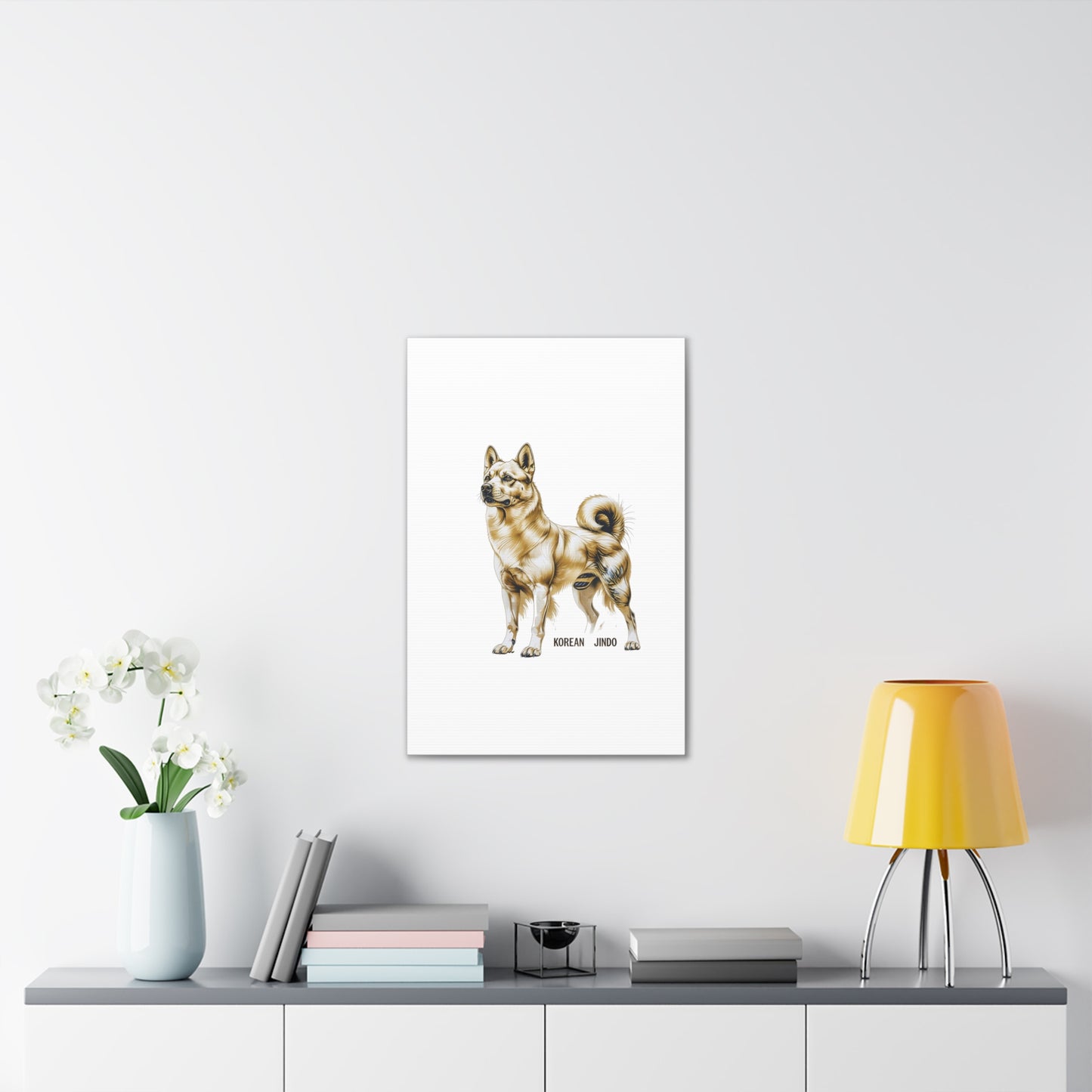Korean Jindo Dog Illustration Canvas Wall Art | Eco - Limited