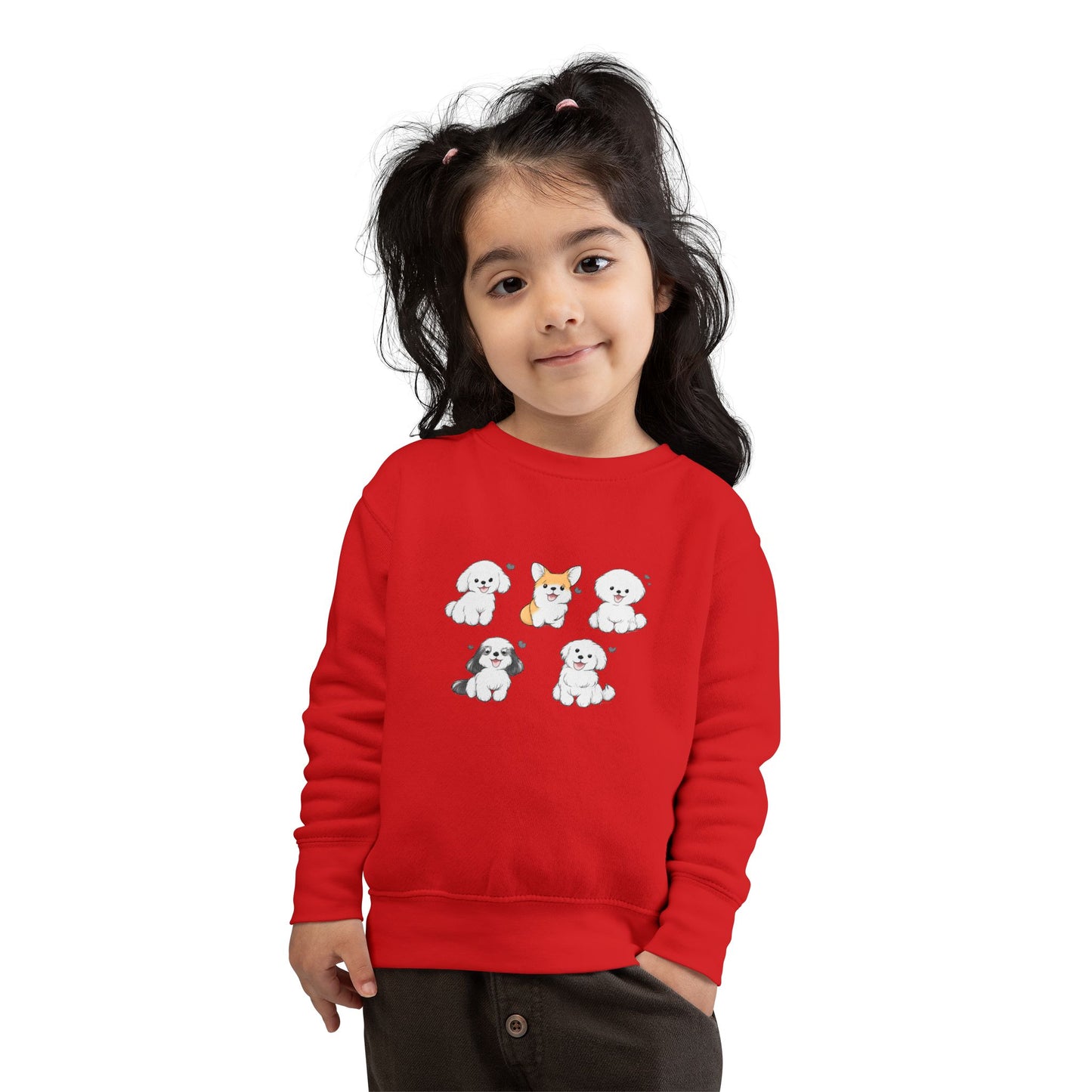 Cute Cartoon Puppies Crewneck for Kids