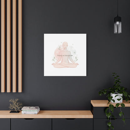 Focus on Intentions Canvas | Gentle Wellness Wall Art, Pastel Gradient Meditation Print