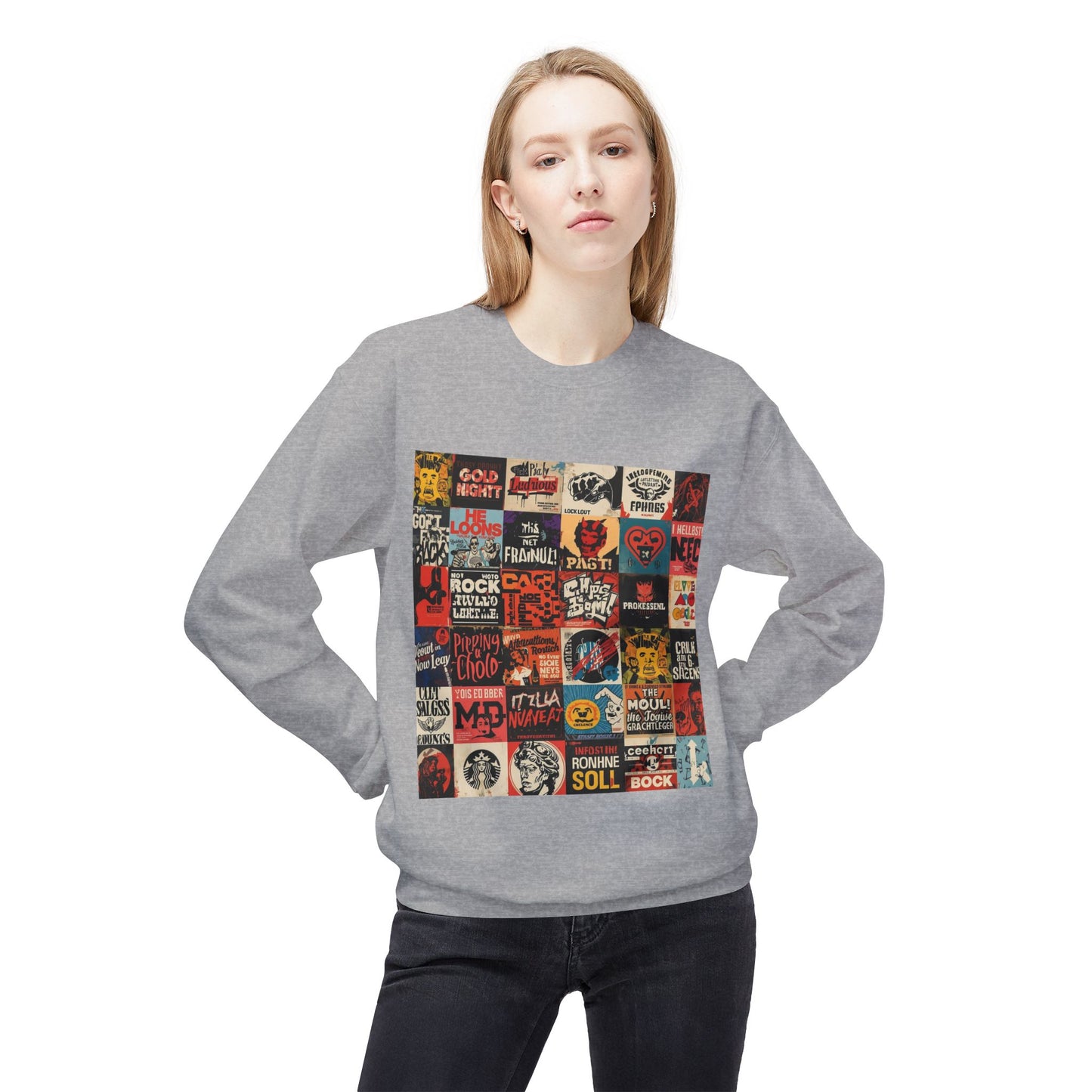 Vintage Rock Poster Collage Sweatshirt | Eco-Limited