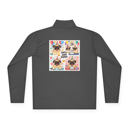 Party Hard Harder Pug Quarter Zip Pullover | Eco-Limited