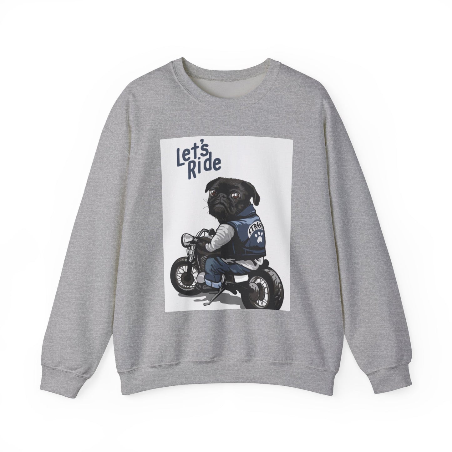 Let’s Ride Biker Pug Graphic Sweatshirt | Eco-Limited