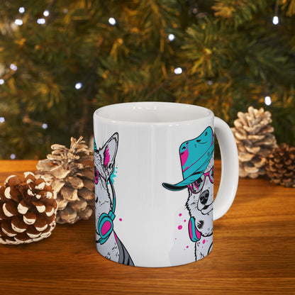 Retro Neon Dog Cool Husky Mug(11oz/15oz)