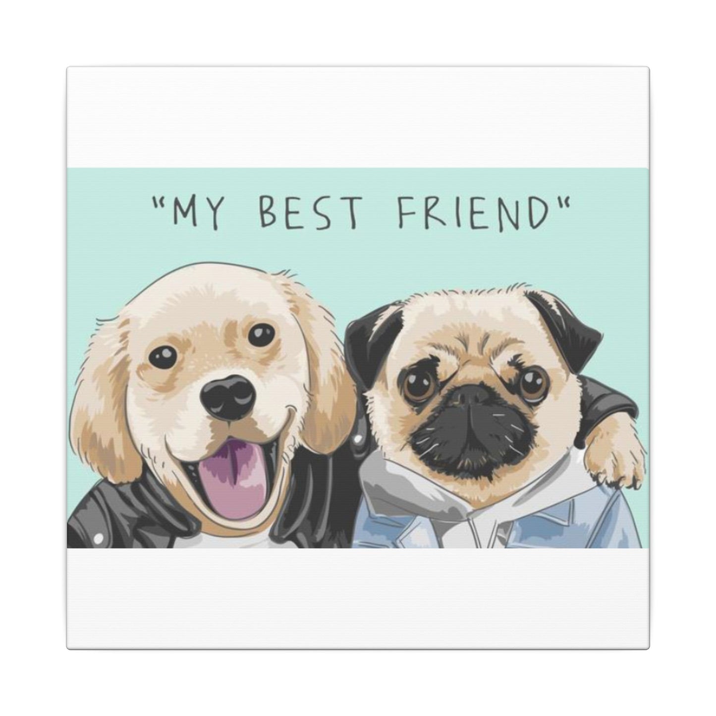 Cute Pug & Puppy Matte Stretched Print