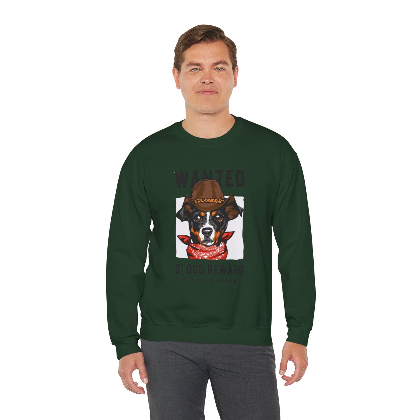 Wanted Cowboy Dog Art Sweatshirt | Eco-Limited