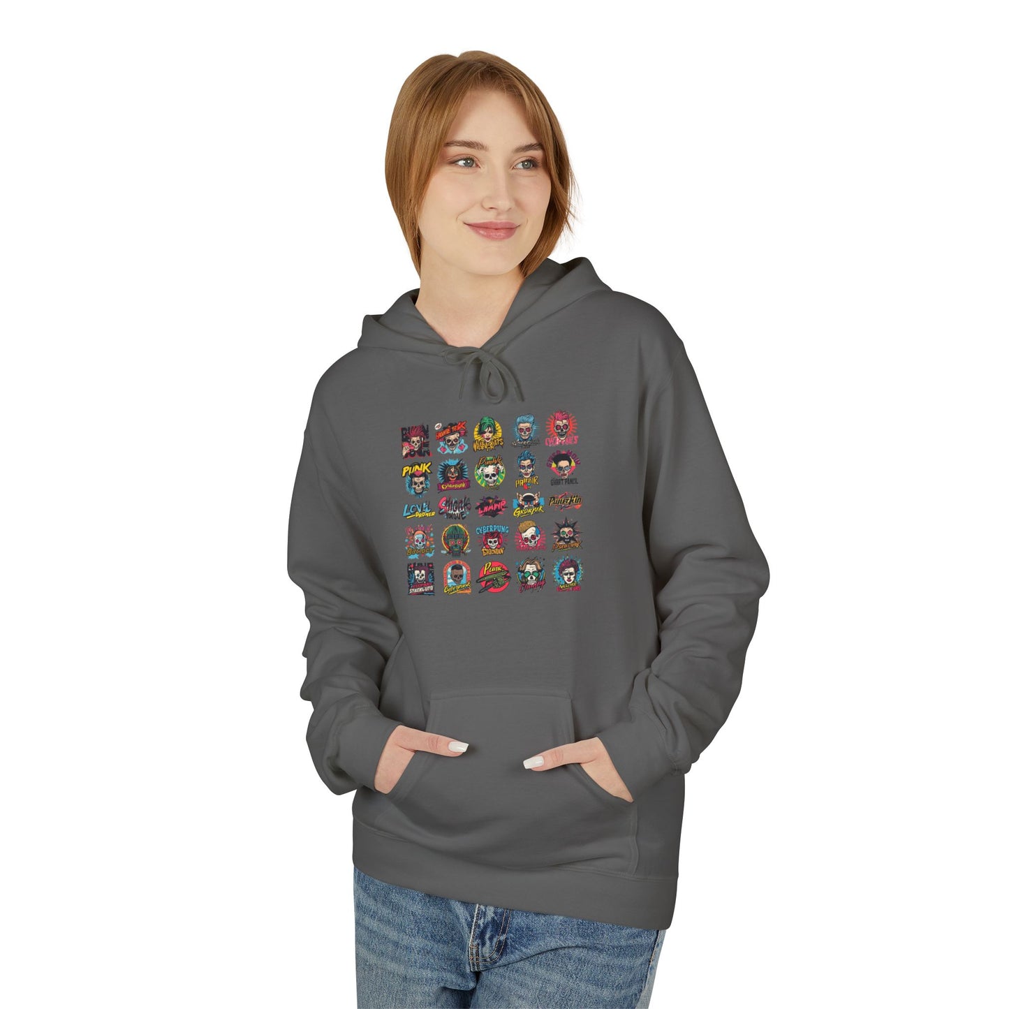 Retro Pop Culture Character Grid Hoodie|Eco-Friendly - Limited