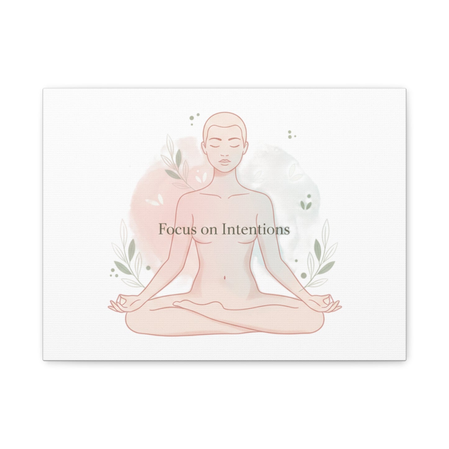 Focus on Intentions Canvas | Gentle Wellness Wall Art, Pastel Gradient Meditation Print