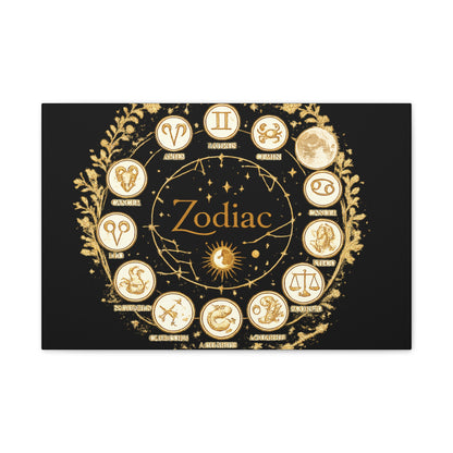 Golden Zodiac Astrology Canvas | Eco-Limited