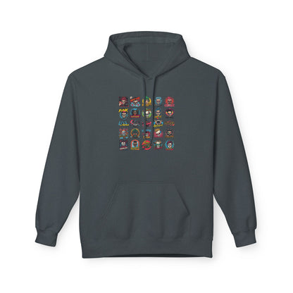 Retro Pop Culture Character Grid Hoodie|Eco-Friendly - Limited