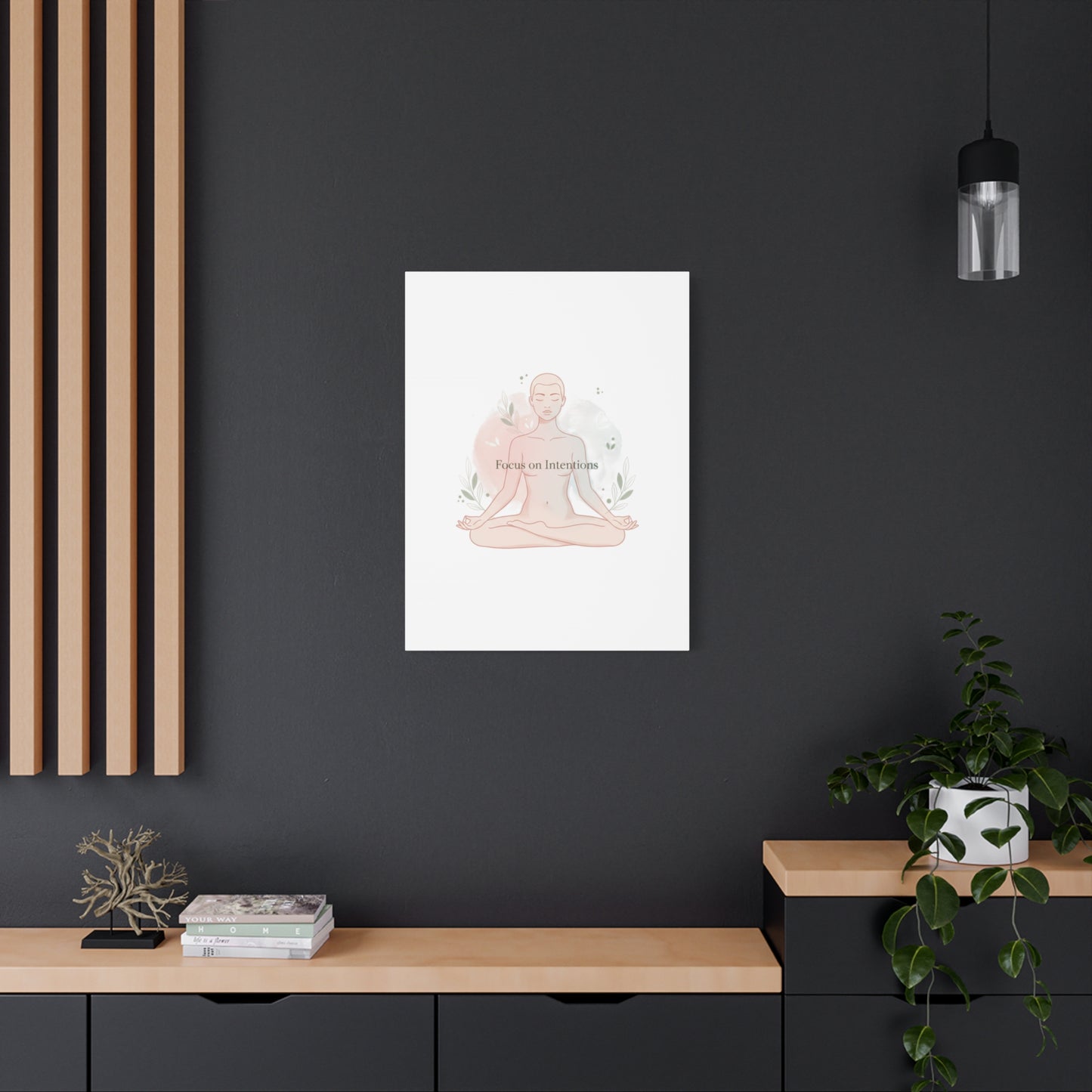 Focus on Intentions Canvas | Gentle Wellness Wall Art, Pastel Gradient Meditation Print