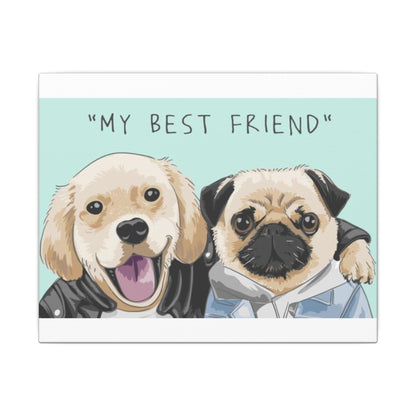 Cute Pug & Puppy Matte Stretched Print