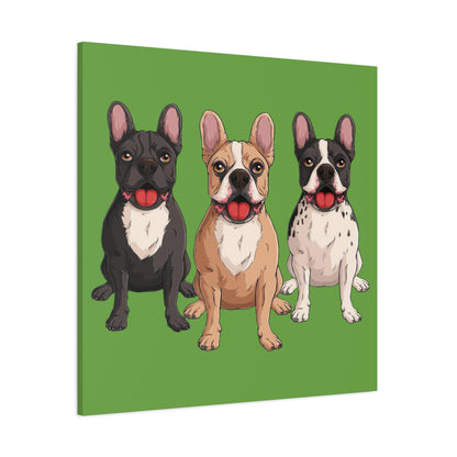 French Bulldog Trio Canvas Wall Art|Eco-Friendly - Limited
