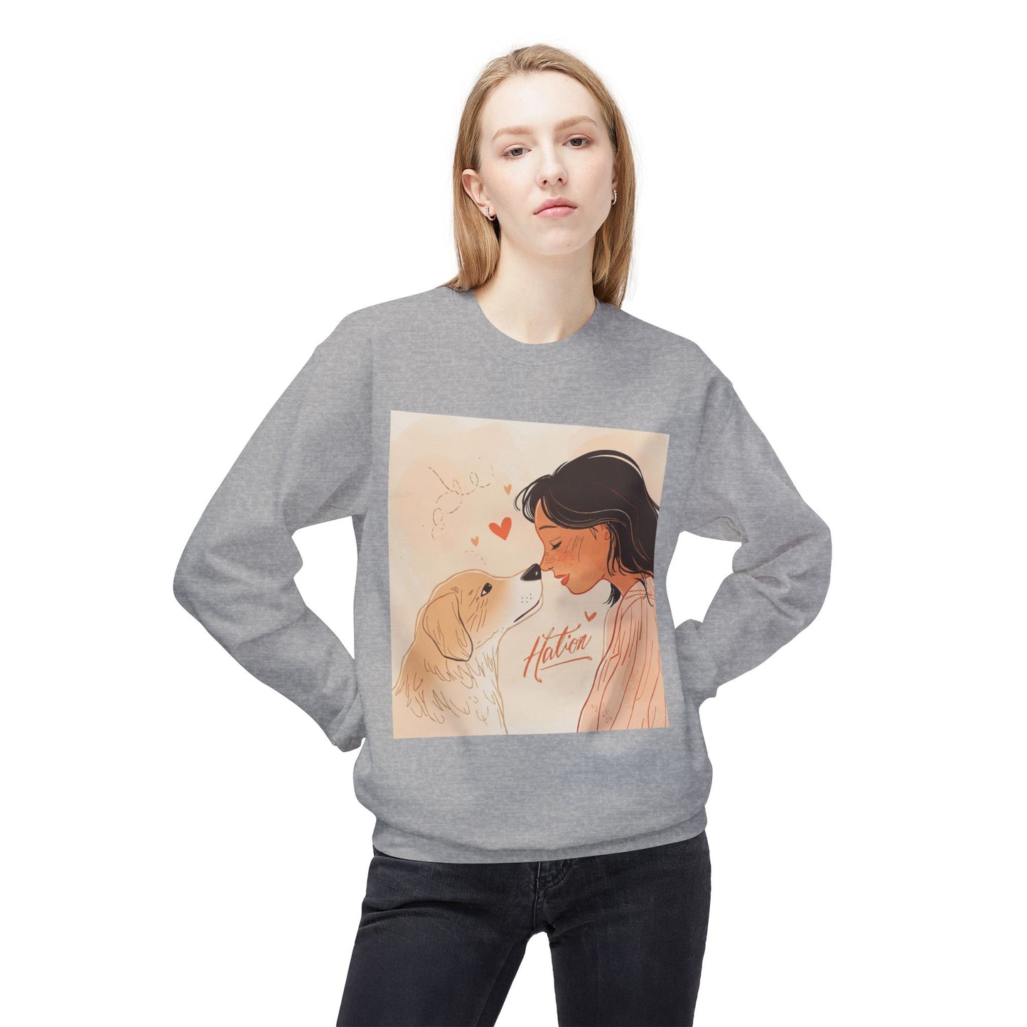Heartfelt Dog Love Illustration Crewneck | Eco-Friendly - Limited