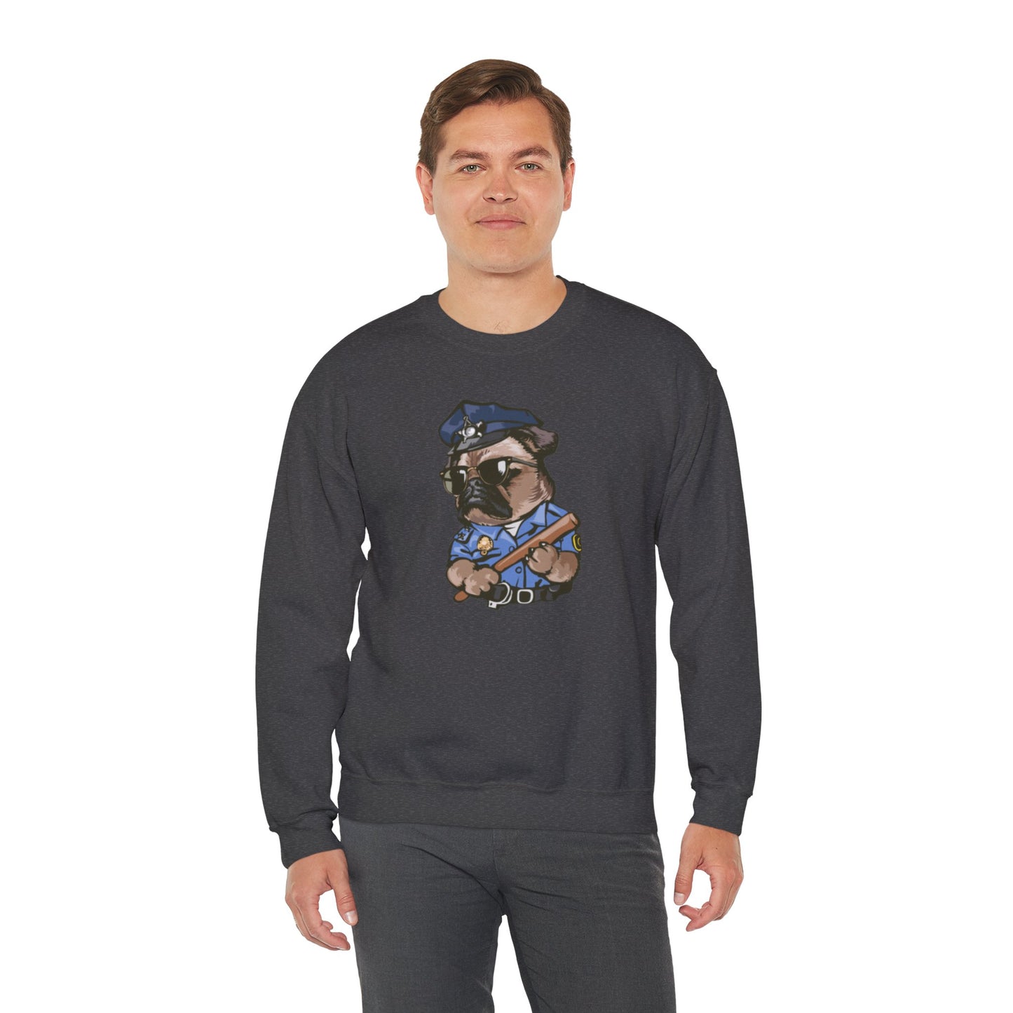 Police Pug Graphic Crewneck Sweatshirt|Eco-Friendly - Limited