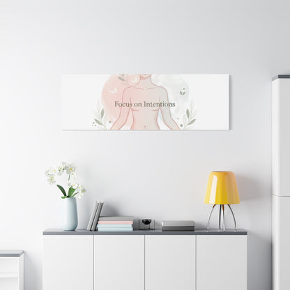 Focus on Intentions Canvas | Gentle Wellness Wall Art, Pastel Gradient Meditation Print