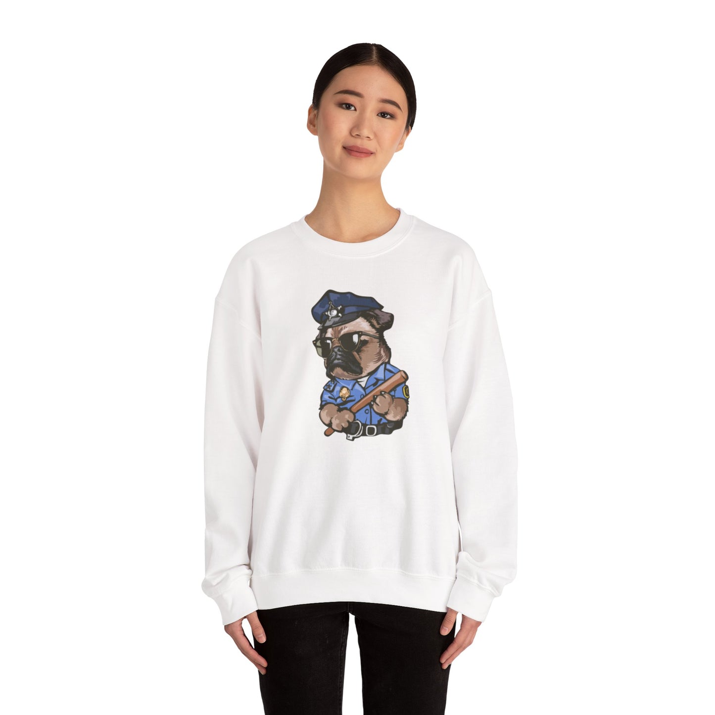 Police Pug Graphic Crewneck Sweatshirt|Eco-Friendly - Limited