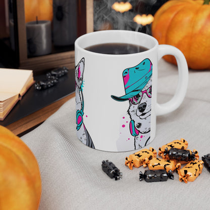 Retro Neon Dog Cool Husky Mug(11oz/15oz)