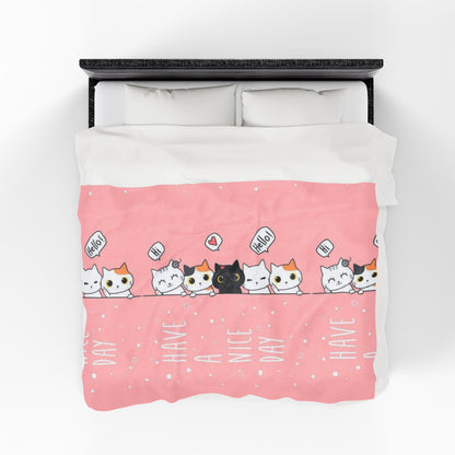 Cute Cats Velveteen Plush Blanket