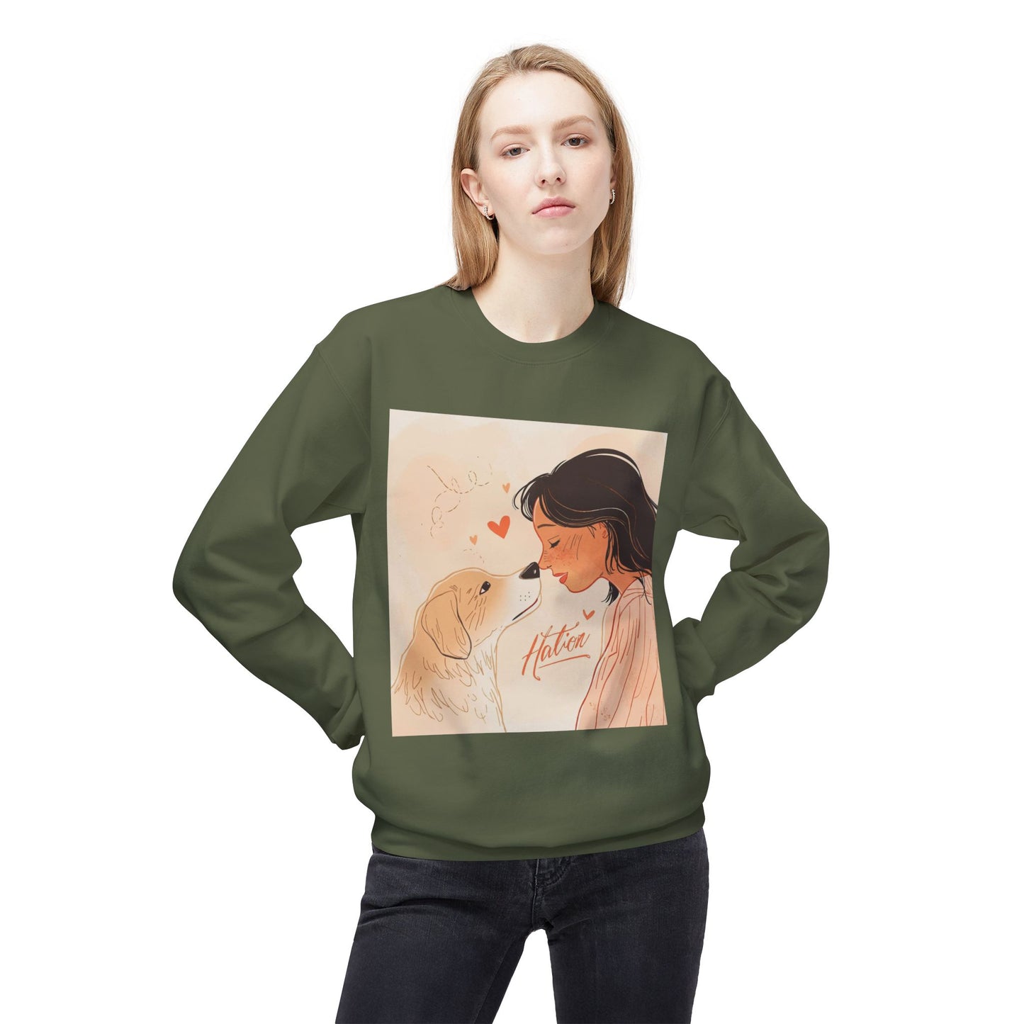 Heartfelt Dog Love Illustration Crewneck | Eco-Friendly - Limited