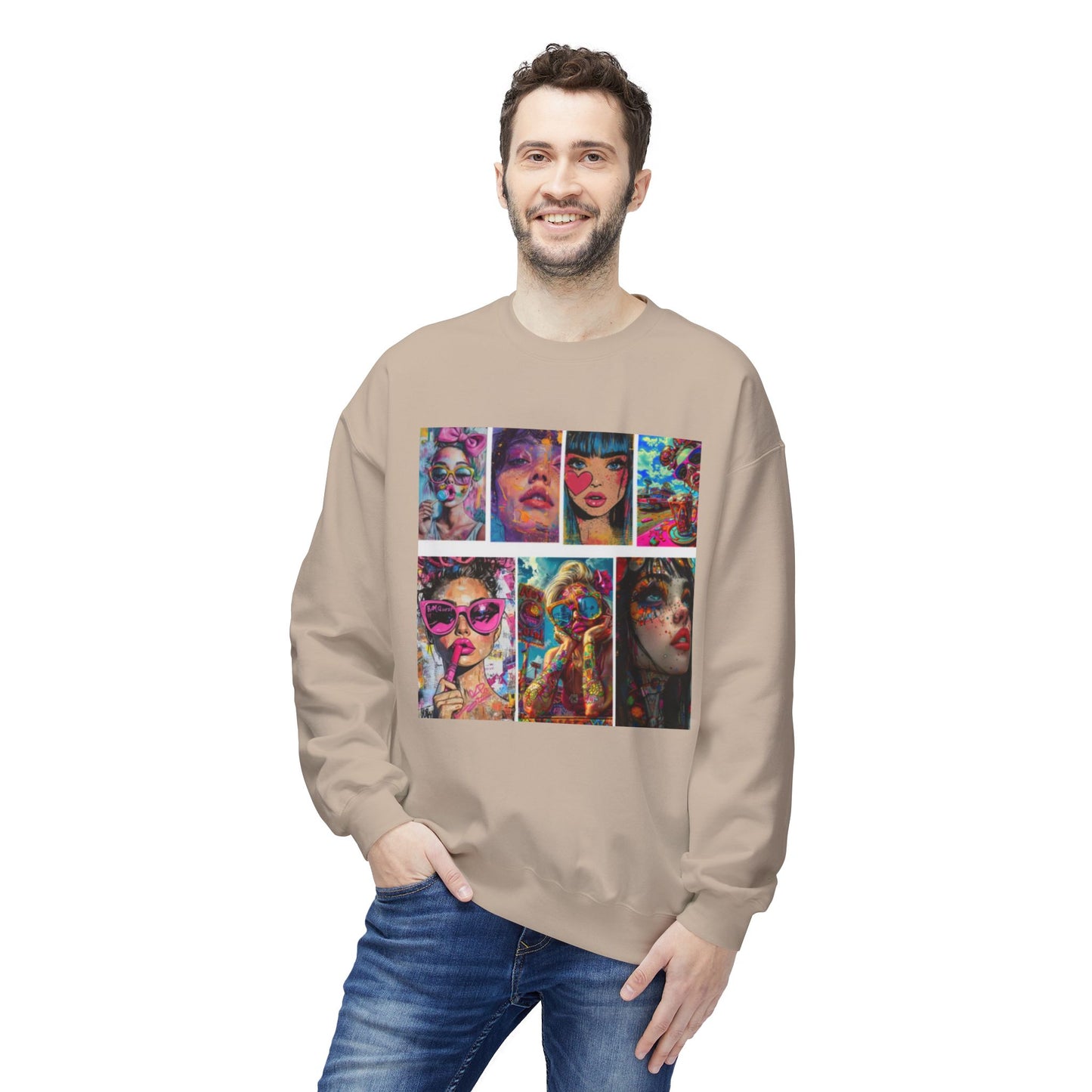 Pop Art Portrait Collage Graphic Sweatshirt