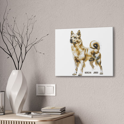 Korean Jindo Dog Illustration Canvas Wall Art | Eco - Limited