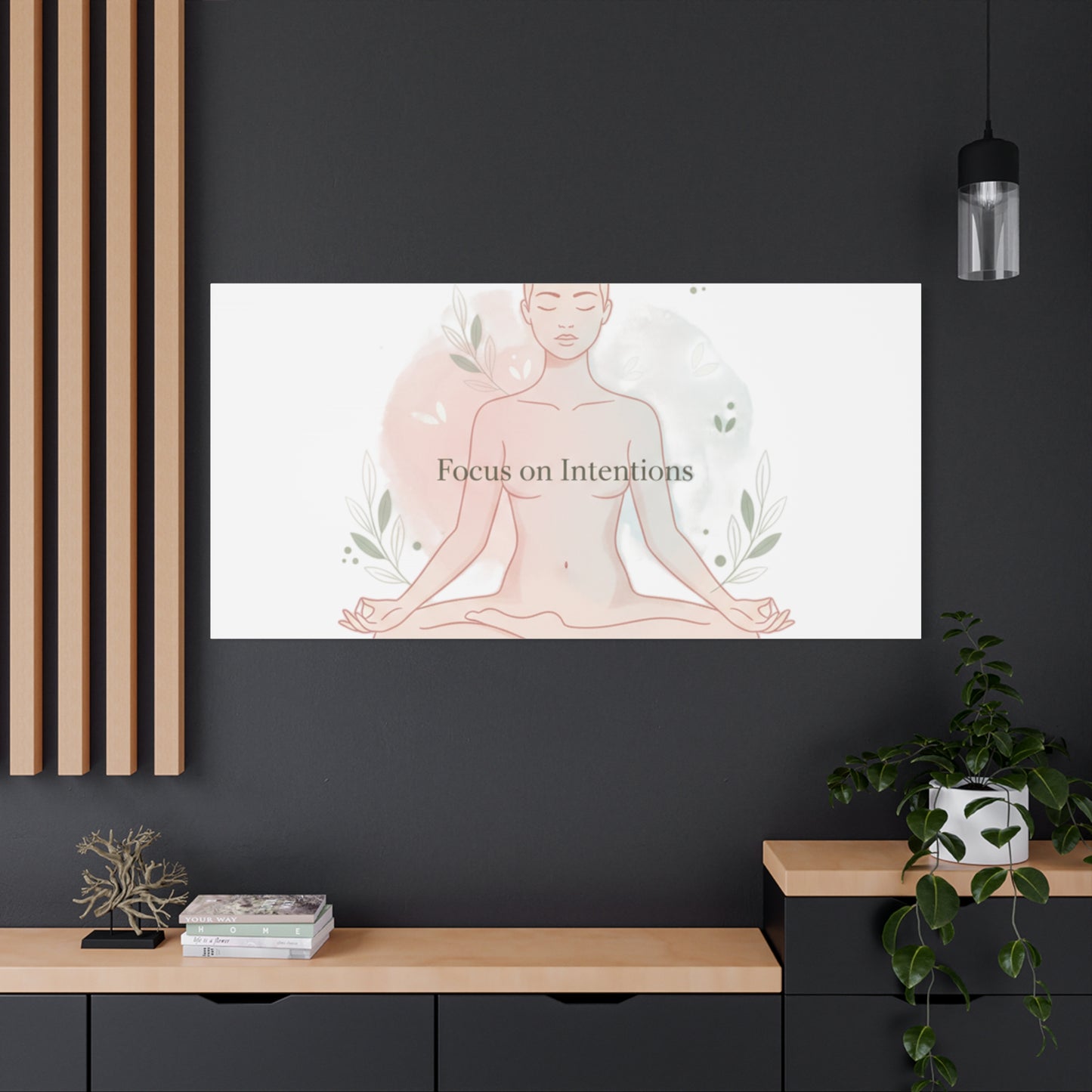 Focus on Intentions Canvas | Gentle Wellness Wall Art, Pastel Gradient Meditation Print