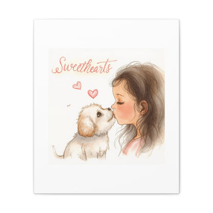 Sweethearts – Child &amp; Puppy Love Canvas | Eco-Limited