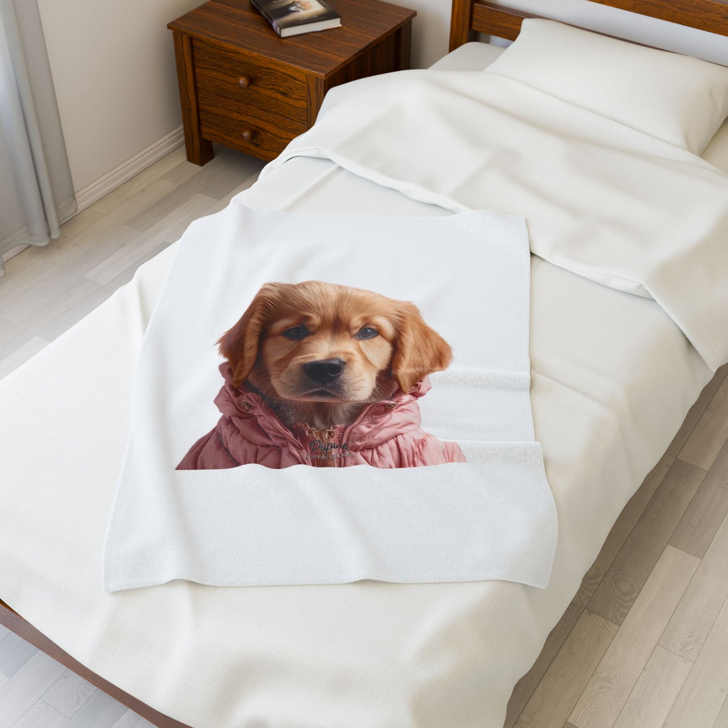 Cute Golden Retriever Puppy Plush Blanket