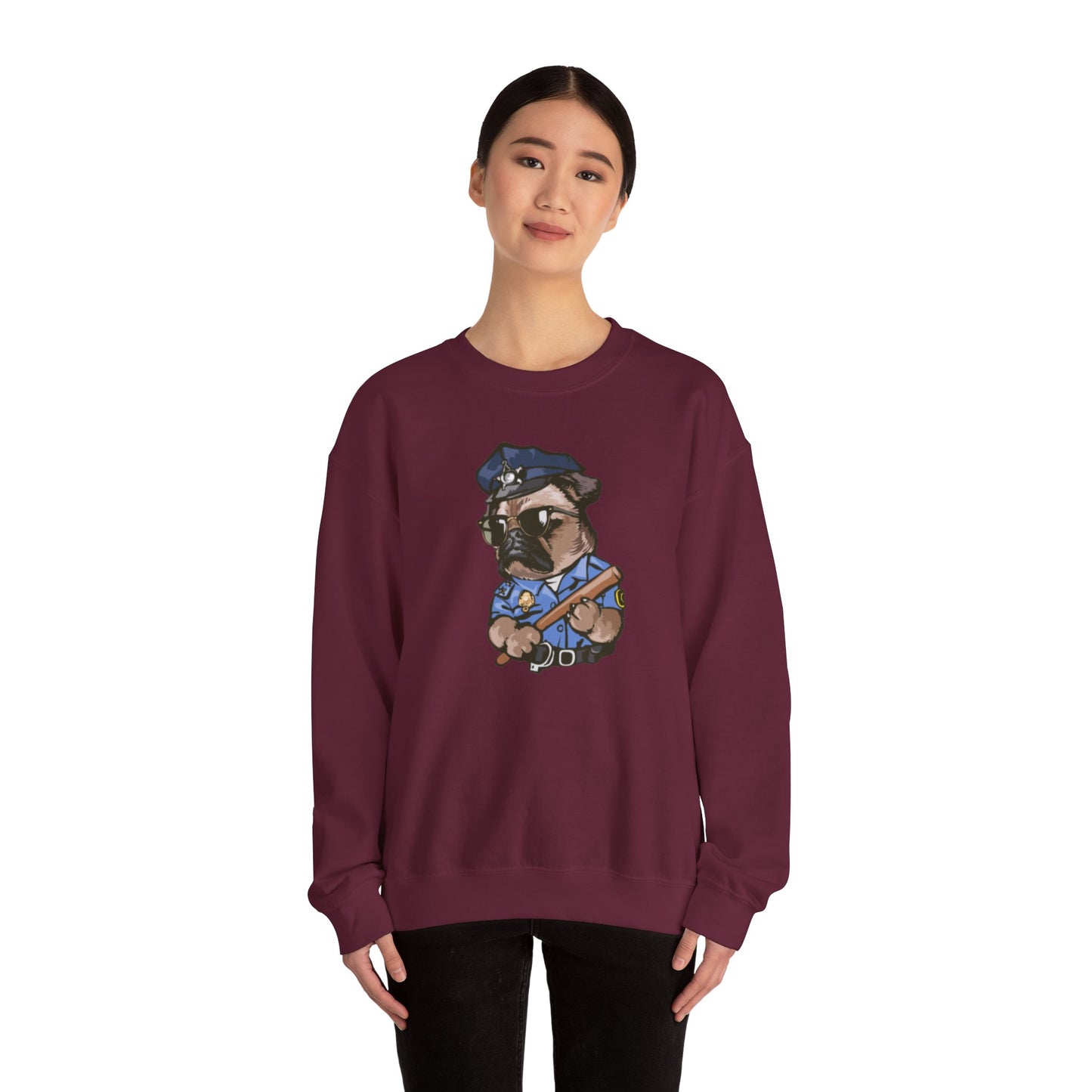 Police Pug Graphic Crewneck Sweatshirt|Eco-Friendly - Limited