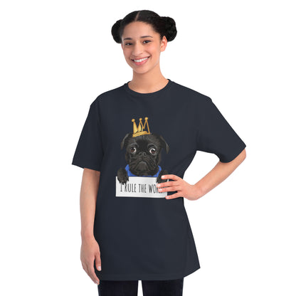 “I Rule the World” Crowned Dog Graphic Tee|Eco-Friendly