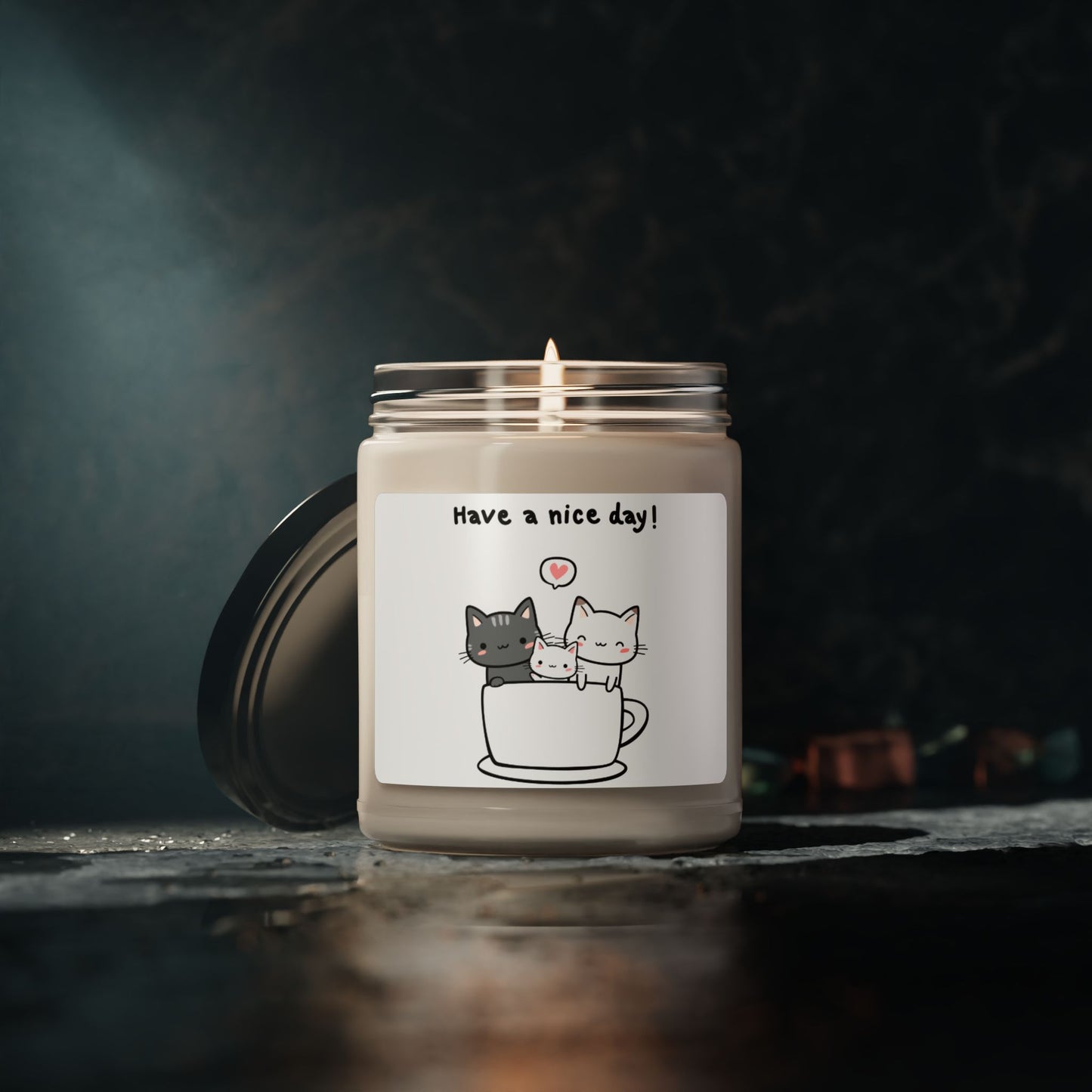 Cute Kittens in Tea Cup Scented Organic Candle
