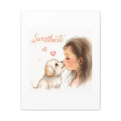 Sweethearts – Child &amp; Puppy Love Canvas | Eco-Limited