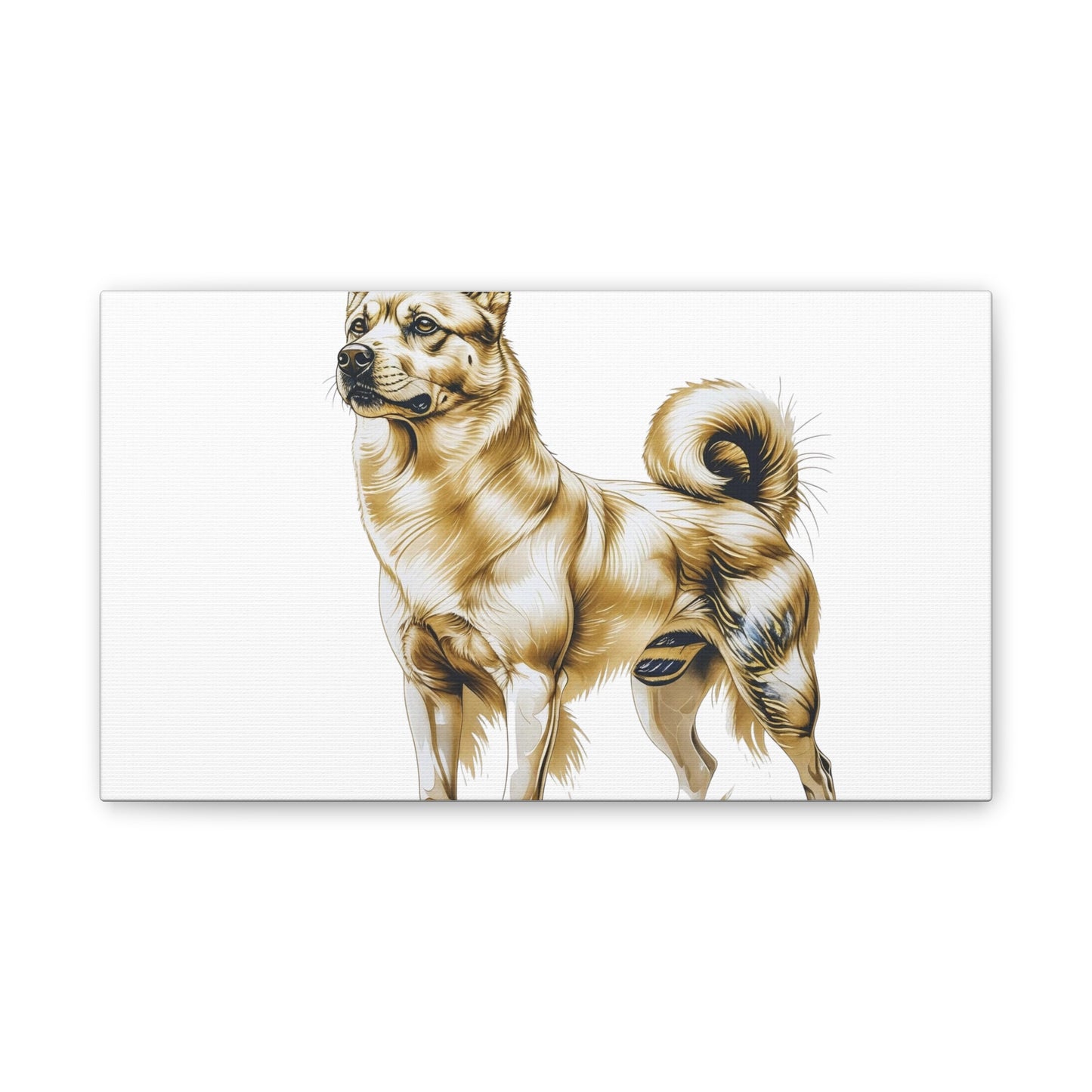Korean Jindo Dog Illustration Canvas Wall Art | Eco - Limited