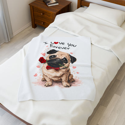 I Love You Forever Pug Blanket | Eco-Limited