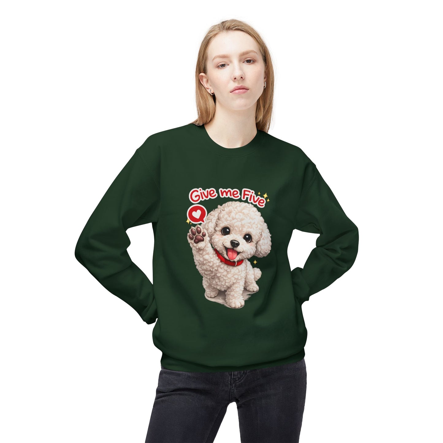 Give Me Five Cute Dog Sweatshirt | Eco-Limited
