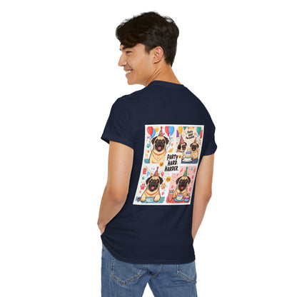 Pug Birthday Party Hard T-Shirt | Eco-Limited