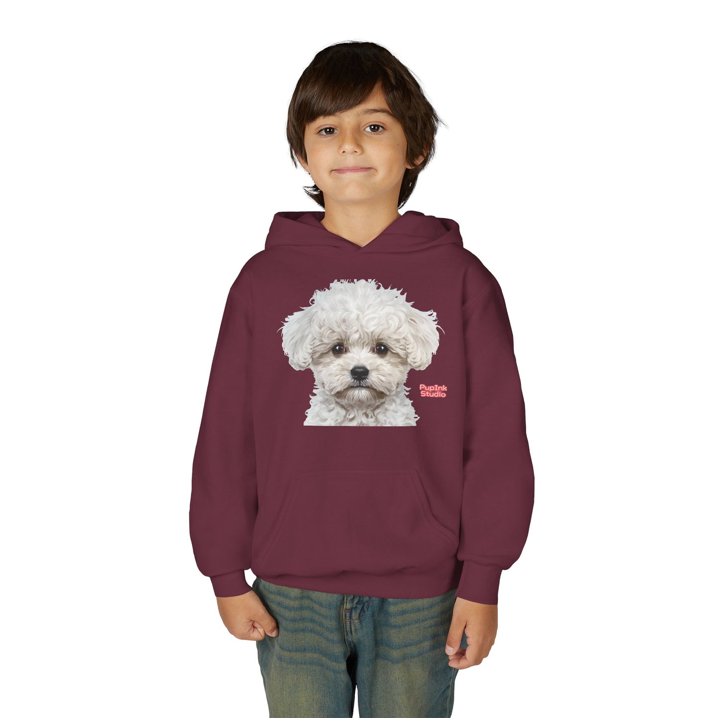 Cute White Puppy Face Youth Hoodie|Eco-Friendly - Limited