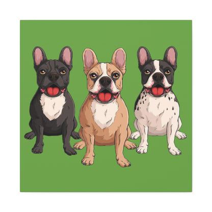 French Bulldog Trio Canvas Wall Art|Eco-Friendly - Limited